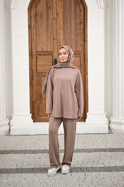 LOCCO بدلة نسائية مع بنطلون من فرو المنك