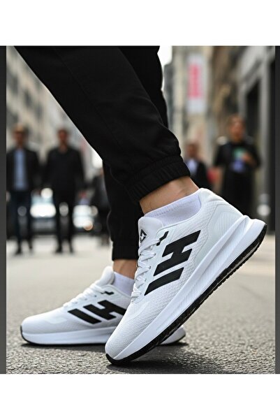 SOLAZER Men's White Black Sneaker Daily Walking Sports Shoes 053-E