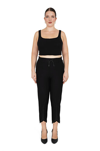 ZANESSI Γυναικείο παντελόνι με ελαστική μέση, στενό στο πόδι, με λεπτομέρεια ...