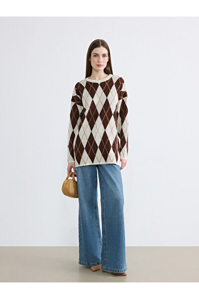 LC Waikiki Crew Neck Diamond Patterned Women's Knitwear Sweater