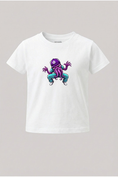 nirvoda تي شيرت للأطفال مطبوع عليه هيب هوب الأخطبوط
