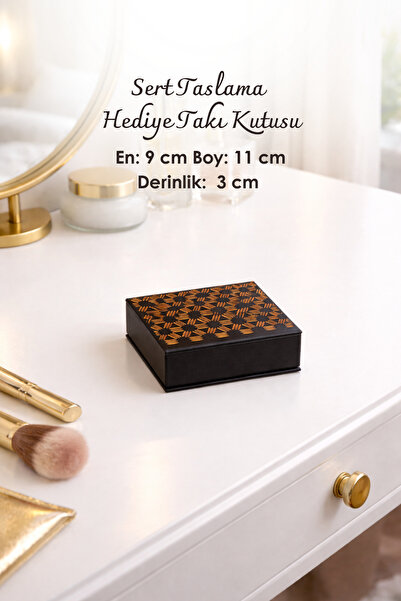 grimorlife Sert Taslama Varak Desenli Takı & Hediye Kutusu | Takı Saklama Org...