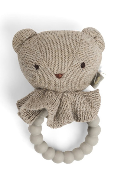 Smallstuff Дрънкалка, мечешко лице върху силиконов пръстен, цвят nature (4000...