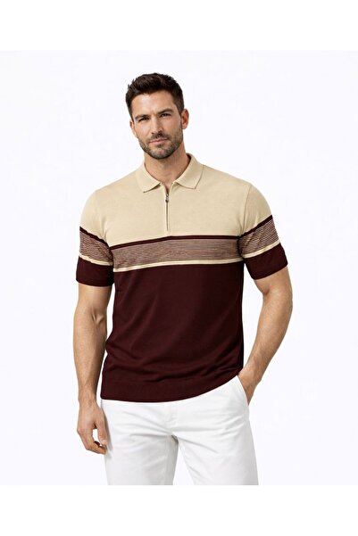 zs zaos fashion Men's Striped Polyoyaka Tricot T-Shirt Flexible Quality Comfo...