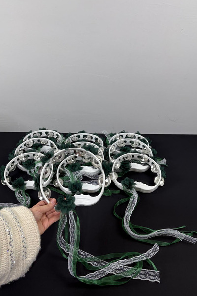 AZREN STORE Yeşil Süslü Gelin Nedime Tefi Sünnet Düğün Kına Gecesi Def Çıngır...