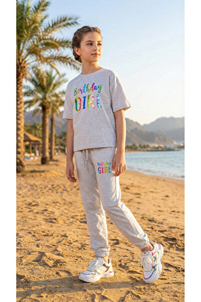 h.kids Cozy "Birthday Girl" Summer Set - Light Gray