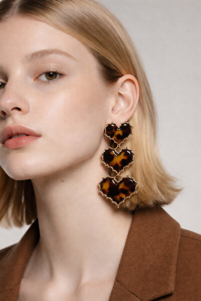 HOSBUTIK Leopard Heart Za Earrings