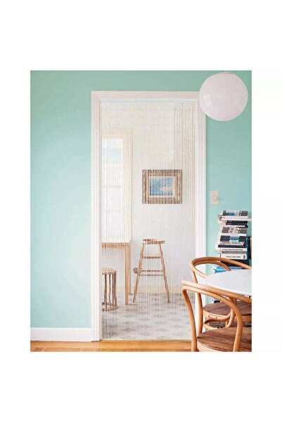 Luance 65-String Decorative Bamboo Beaded Door Curtain White 90 x 200 cm