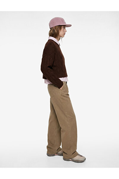 Koton guler de cămașă Pulover tricotat confortabil cu mânecă lungă