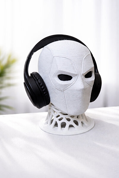LİYA3D 3D Printed Mask & Headphone Stand – Decorative Bust Model (White)