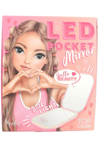 Top Model Oglindă de buzunar pliabilă TOPModel cu LED roz