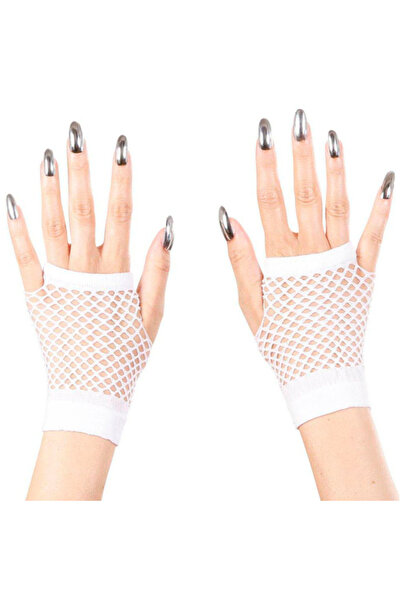 MOBEE قفازات شبكية بيضاء قصيرة بدون أصابع