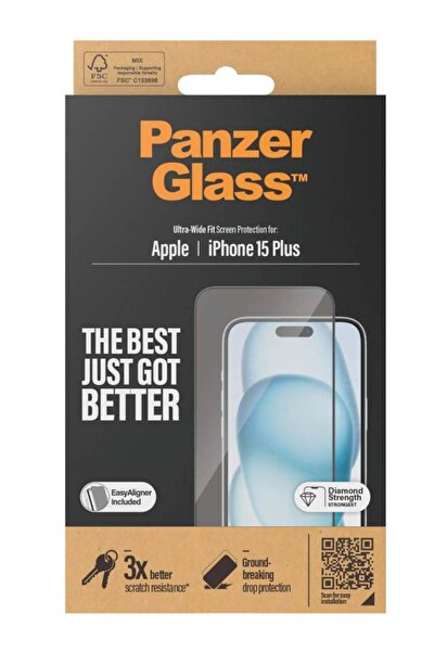Panzer Glass PanzerGlass Apple iPhone 15 Plus Υπερ-φαρδιά εφαρμογή με εφαρμοστή