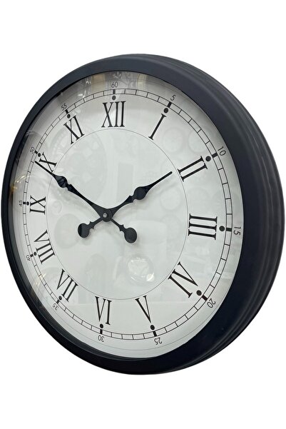 Lunaev 60 cm Black Metal Roman Numeral Wall Clock
