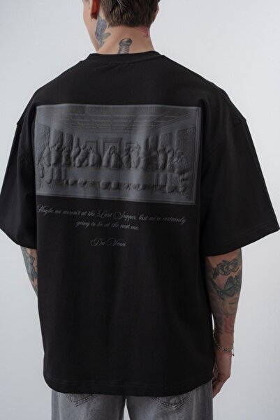 DENİKK Trend Premium Print Embroidery Oversize Unisex Short Sleeve T-Shirt-Pr...