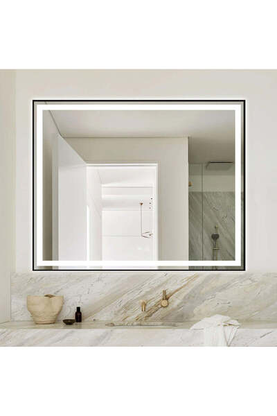 Olivy Oglindă de baie cu LED, dreptunghiulară 100x80 cm, dezaburitor și contr...