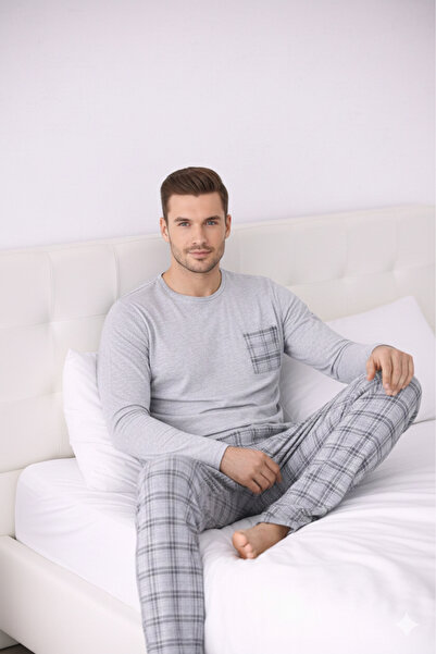 ELİBELLA Men's Cotton Long Sleeve Pajama Set