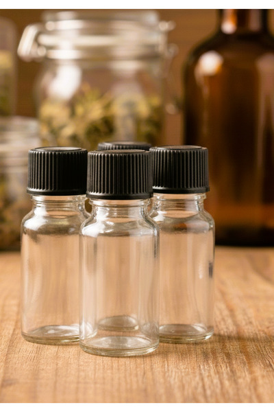 junibeliw 9 Pcs Clear Glass Empty Plastic Cap Henna Engagement Bottle Multi-P...