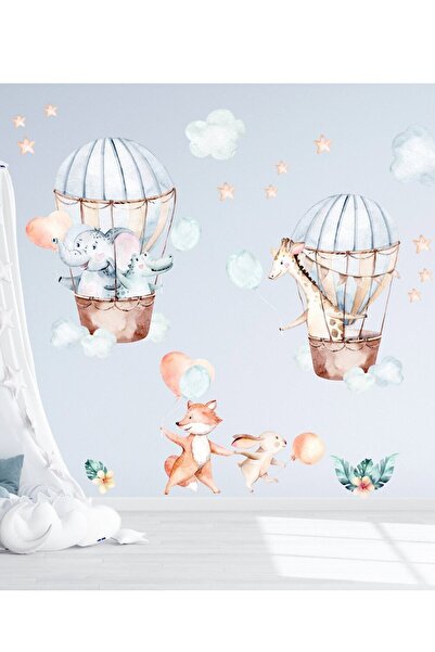 Sim Tasarım Set de autocolante de perete cu turul lumii în balonul cu aer