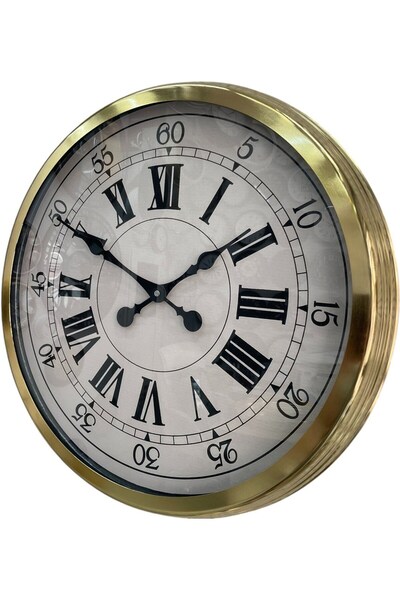 Lunaev 60 cm Gold Metal Decorative Roman Numeral Wall Clock