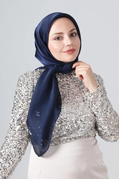 HAREM SCARF Parlament Mavi Como Saten Eşarp