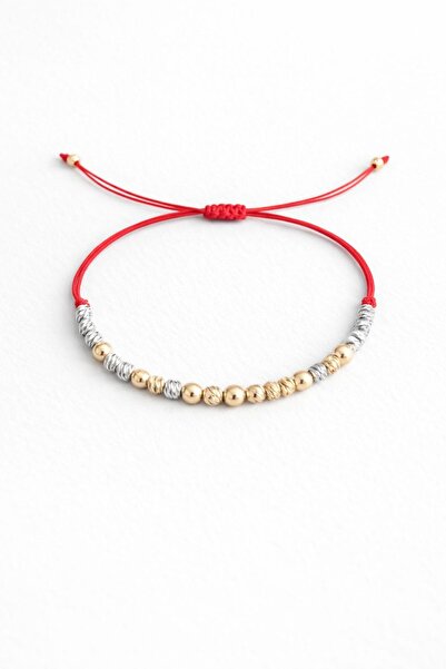 Handmade Adjustable bracelet with light gray and gold beads