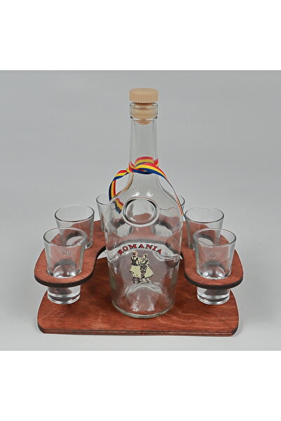 LimArt Minibar cu sticlă şi 6 pahare de țuică - România 1x550 ml,6x40 ml - 23...