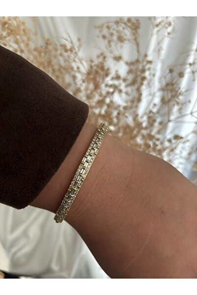 XUPING JEWELRY Zirkon Taşlı Kuyumcu Model 14K Çelik Kelepçe Bileklik