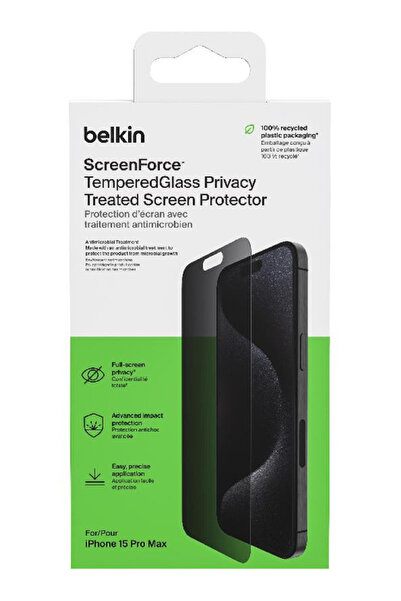 Belkin Προστασία οθόνης Temperedglass Privacy AM για iPhone 15 Pro Max