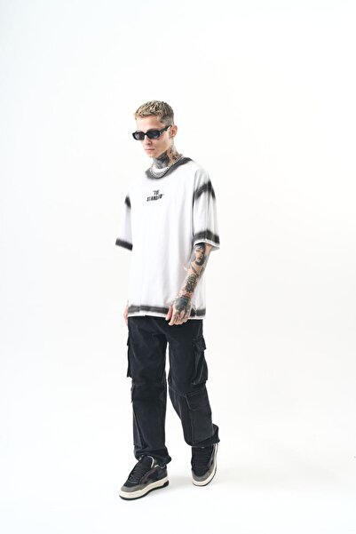 DENİKK Trend Premium Print Embroidery Oversize Unisex Short Sleeve T-Shirt- P...