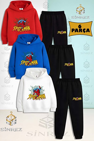 SİNREZ Set de trening cu glugă pentru copii, unisex, SPIDERMAN GREEN AG SARI ...