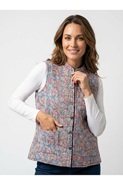OEM Reversible quilted vest made of hand-printed Cotton