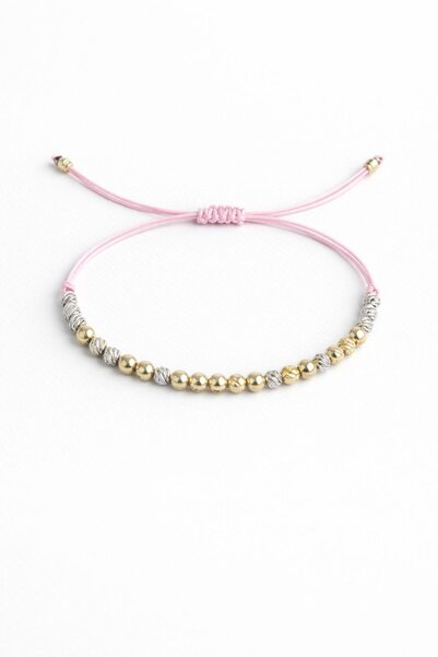 Handmade Adjustable bracelet with light gray and gold beads