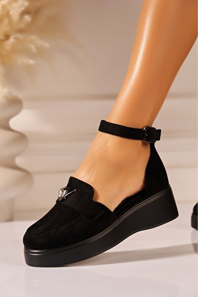 Joana Дамски черни ежедневни обувки от велур велур, размер 37