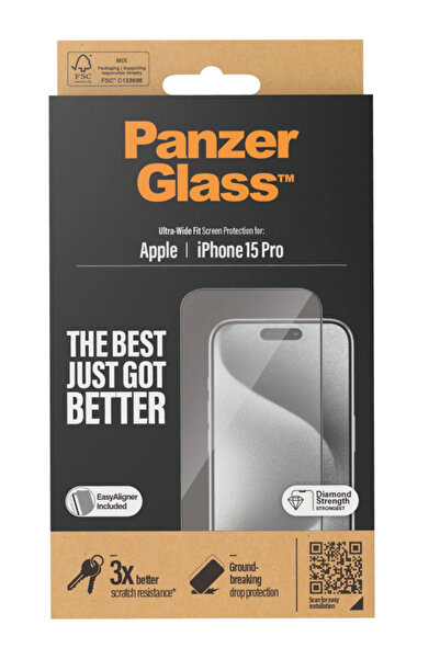 Panzer Glass Protector de ecran PanzerGlass pentru iPhone 15 Pro, cu fixare u...