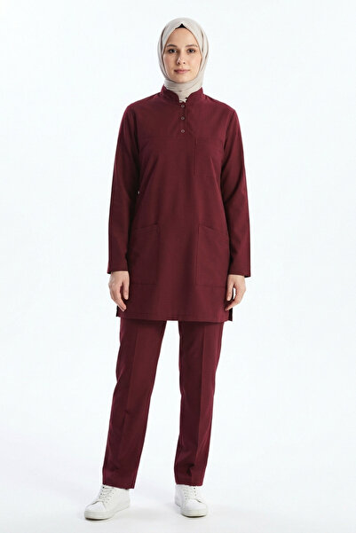 Pratik Medikal Biking Red Lycra Hijab Scrubs Doctor Nurse Uniform Set