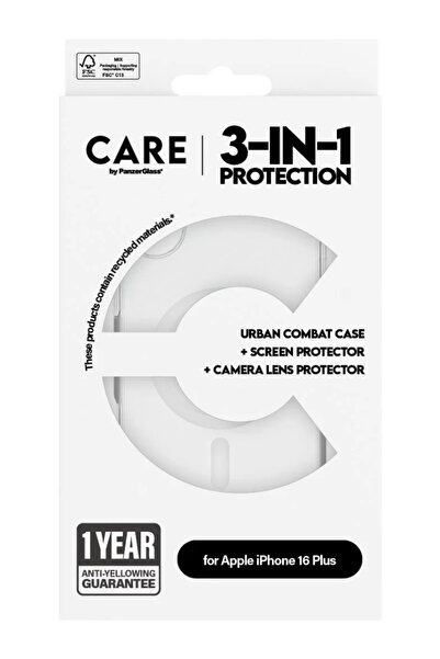 Panzer Glass Pachet emblematic CARE by PanzerGlass 3 în 1 pentru iPhone 16 Plus
