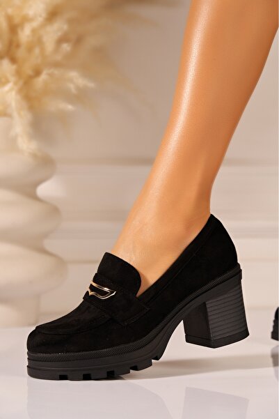 Joana Дамски черни обувки на платформа от велур велур, размер 39