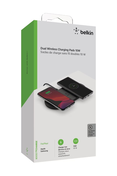 Belkin 2x Încărcător wireless dual de 10W + sursă UE (butoi), negru