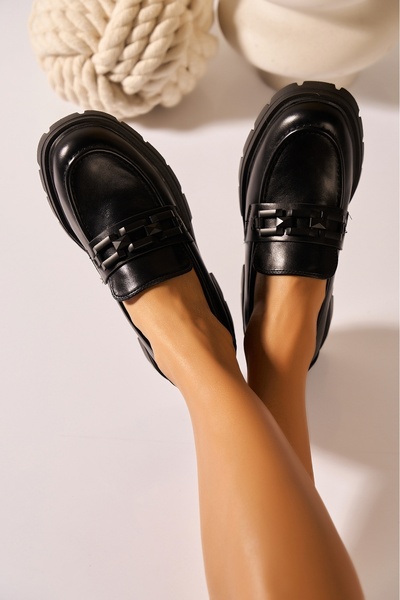 Joana Loafers cu platformă din piele sintetică pentru femei, negri, mărimea 36