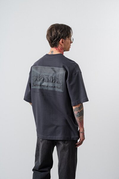 DENİKK Trend Premium Print Embroidery Oversize Unisex Short Sleeve T-Shirt-Pr...