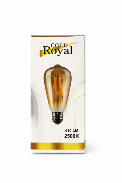 Royal GOLD ST64-4W Rustik LED Ampul 2500K Gün Batımı Işığı 410 Lümen E27 4'LÜ