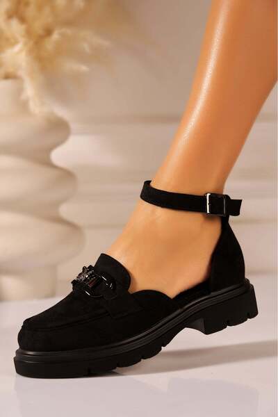 Joana Дамски черни ежедневни обувки от велур велур, размер 40