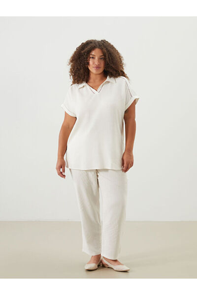 LC Waikiki I Shirt Roba Collar Linen Blended Women's Blouse from Freezen Store