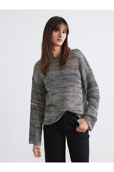 LC Waikiki Rmz Gi̇yi̇m Farkiyla Zero Roba Collar Openwork Women's Knitwear Sw...