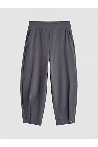 LC Waikiki بنطلون نسائي منقوش بخصر مطاطي من أنثراسيت