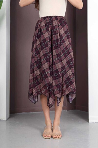 DAME Women's Premium Skirt Asymmetrical Cut Lined Chiffon Skirt