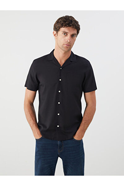 LC Waikiki Regular Fit Resort Collar Short Sleeve Linen Blend Men's Shirt