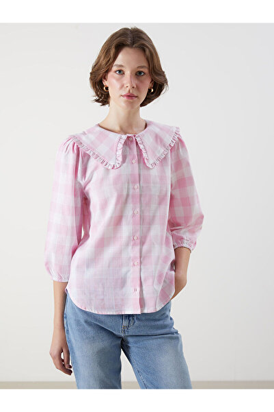 LC Waikiki Ozmarka New Season Peter Pan collar Plaid Oversized Women's Shirt