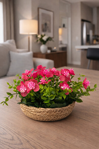 LABURN Artificial Flower Arrangement Wicker Basket Flower Pot – Decorative Or...